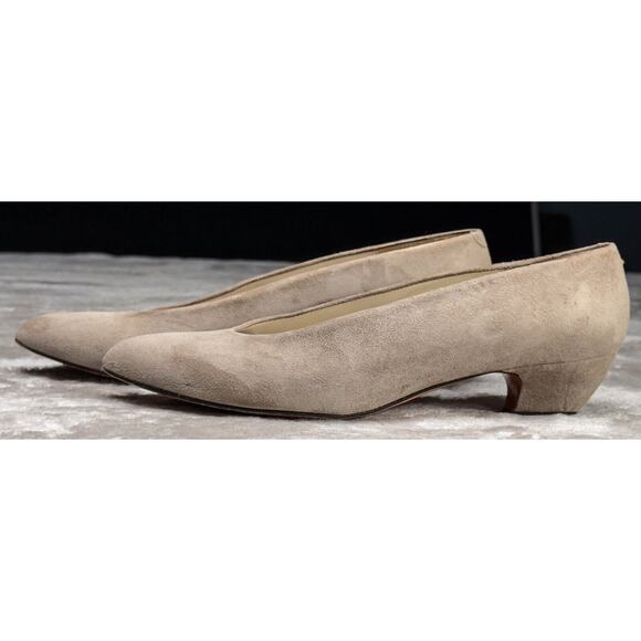 Evan Picone Vintage Tan Suede Leather Kitten Heels Pointed Toe Womens Size 7.5 - Picture 11 of 16